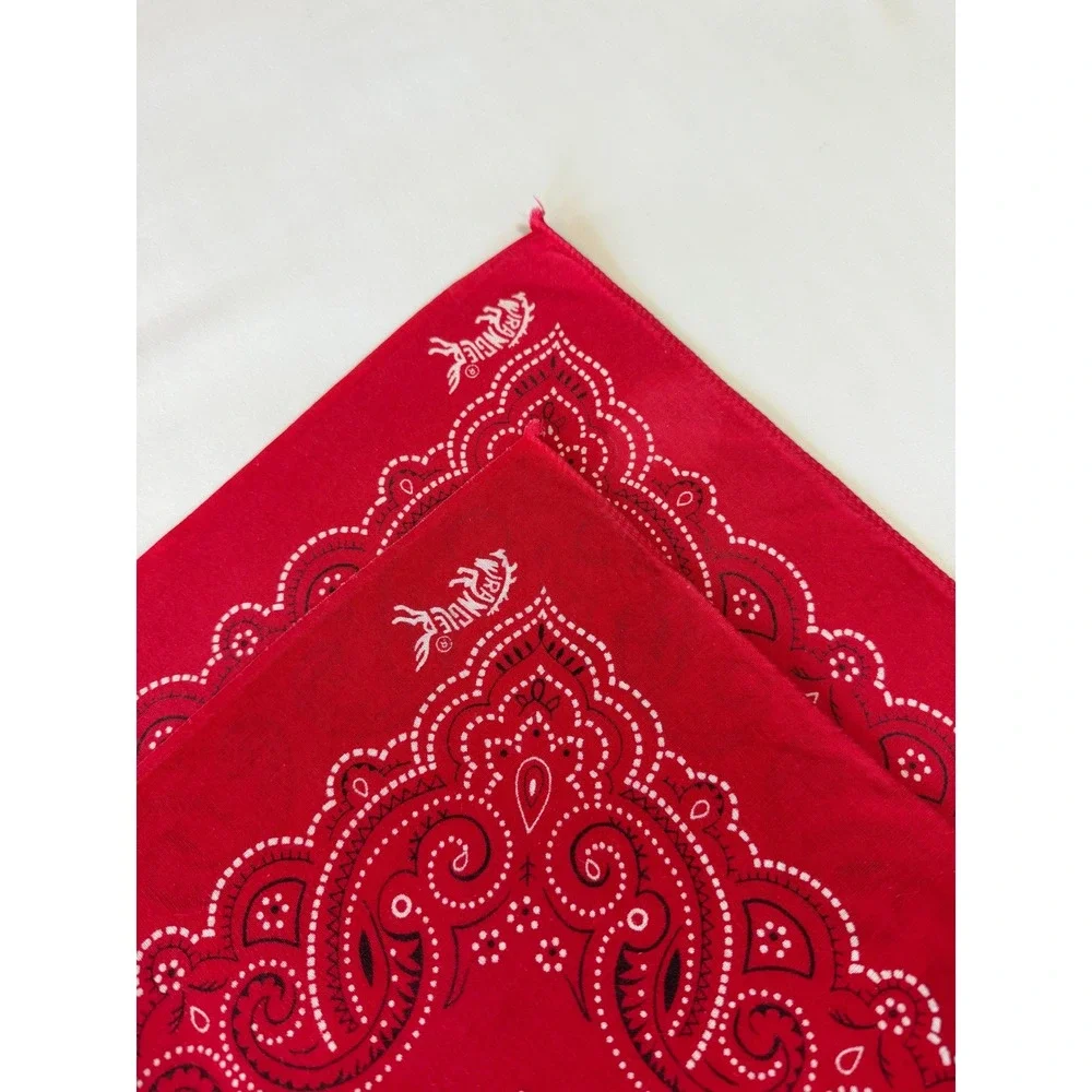 Vintage 70s Wrangler Bandanas Red Cotton RN 16429 Fast Color USA Lot of 2